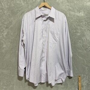 Pronto Uomo Dress Shirt Non Iron Men's 18 34/35 Light Purple Button Down Classic
